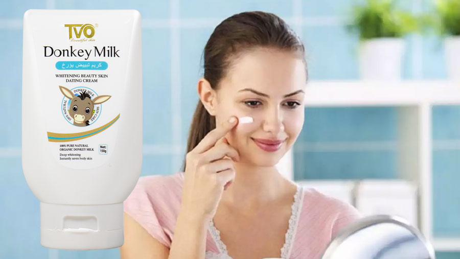 استفاده از کرم سفید کننده و آبرسان شیر الاغ TVo 